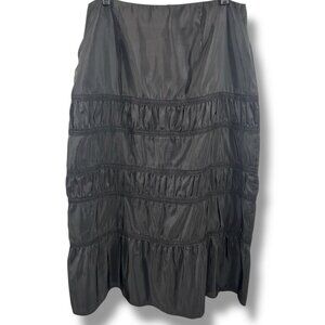 Mossimo Black Goth Maxi Skirt Tiered Peasant Regency taffeta